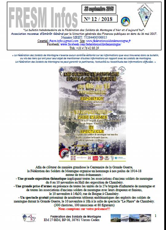 FRESM INFOS n°12 du 23 septembre 2018